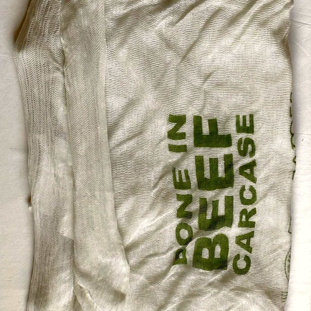 Printed beef carcase stockinette bag